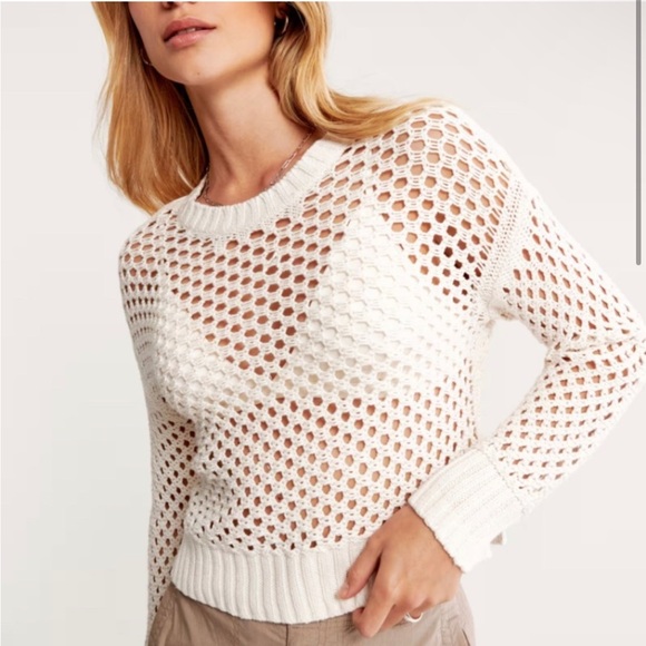 Abercrombie & Fitch White Crochet Sweater - Picture 3 of 8